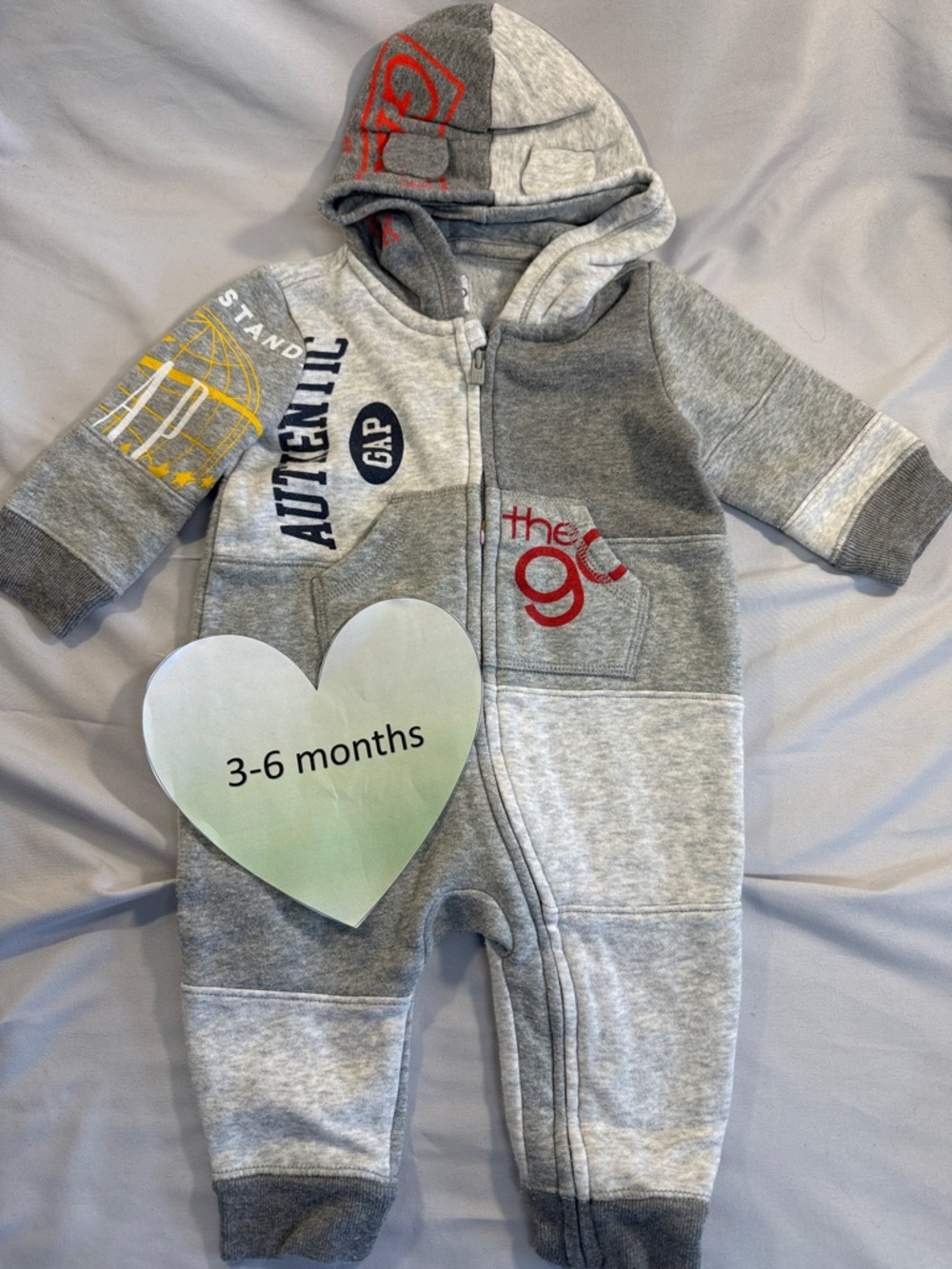 GAP - Grey Hooded Kids One Piece Romper/Jumpsuit